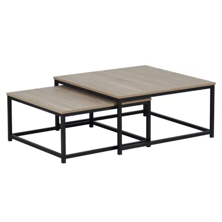 Dohányzóasztalok, 2 db-os szett, sonoma tölgy/fekete, KASTLER 2 NEW TYP 1