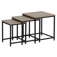   Dohányzóasztalok, set 3 ks, sonoma tölgy/fekete, KASTLER 2 NEW TYP 3