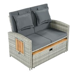 Kerti rattan heverő, szürke/természetes, MALORY