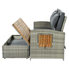 Kerti rattan heverő, szürke/természetes, MALORY