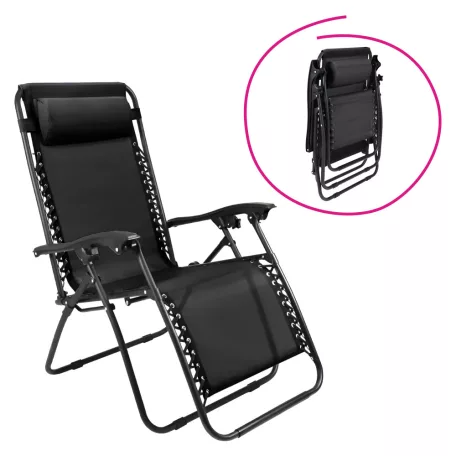 Kerti állítható szék, fekete, GERALD NEW