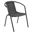 Kerti rakásolható szék, fekete, acél/műanyag, FRENY