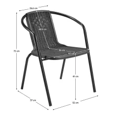 Kerti rakásolható szék, fekete, acél/műanyag, FRENY