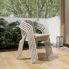 Kerti rakásolható szék, champagne, acél/műanyag, FRENY