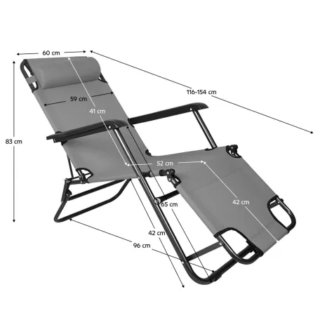 Kerti állítható szék, szürke, REGED