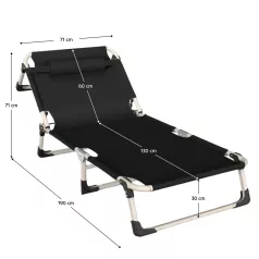 Kerti nyugágy, fekete/bézs, BOVRY