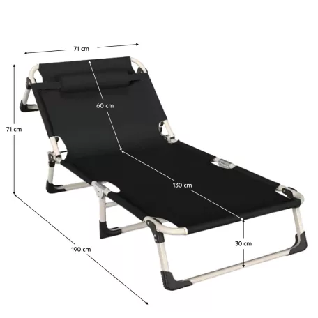 Kerti nyugágy, fekete/bézs, BOVRY