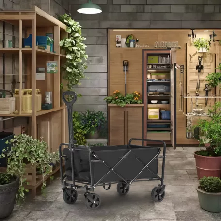 Kerti kocsi, összecsukható, fekete, KARIL