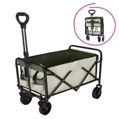 Kerti kocsi, összecsukható, bézs/zöld/fekete, KARIL