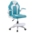 Forgószék lábtartóval, kék/fehér, RAMIL NEW