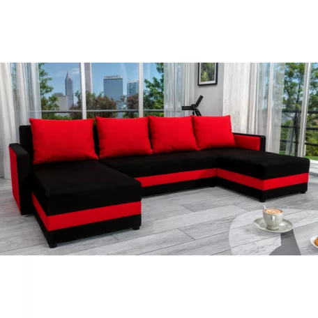 Univerzális ülőgarnitúra, fekete/piros, PAULITA U