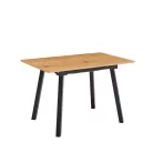 Kihúzható étkezőasztal, 120-160x80 cm, tölgy/fekete, DIRAN