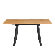   Kihúzható étkezőasztal, 120-160x80 cm, tölgy/fekete, DIRAN