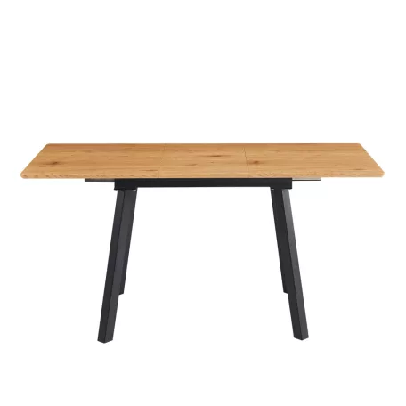 Kihúzható étkezőasztal, 120-160x80 cm, tölgy/fekete, DIRAN