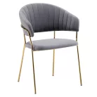Design étkezőszék, szürkésbarna Velvet szövet/gold króm arany, DASMIN TYP 1