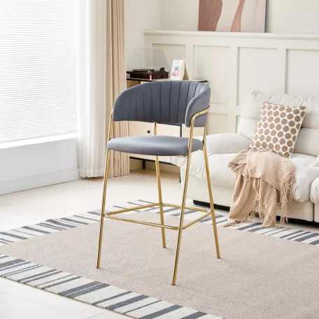 Design bárszék, szürkésbarna Velvet szövet/gold króm arany, DASMIN TYP 2