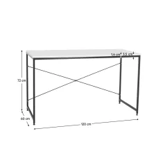 Íróasztal, fehér/fekete, 120x60 cm, MELLORA