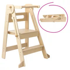   Montessori összecsukható tanulótorony, természetes, URIAN