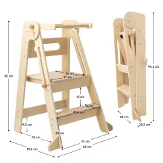   Montessori összecsukható tanulótorony, természetes, URIAN