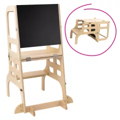   Montessori tanulótorony 3 az 1-ben táblával, természetes, MAGAN