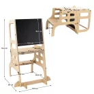 Montessori tanulótorony 3 az 1-ben táblával, természetes, MAGAN