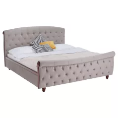   Ágy ágyráccsal, 180x200, szürkésbarna Taupe Velvet szövet, BARETO