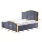 Ágy ráccsal, 180x200, sötétszürke Velvet szövet/gold arany króm, GEORGIA