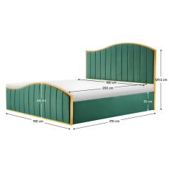   Ágy ráccsal, 180x200, zöld Velvet szövet/gold arany króm, GEORGIA