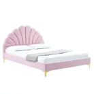 Ágy ágyráccsal, 140x200, rózsaszín Velvet szövet, ISADORA