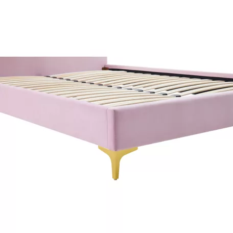 Ágy ágyráccsal, 140x200, rózsaszín Velvet szövet, ISADORA