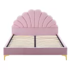 Ágy ágyráccsal, 140x200, rózsaszín Velvet szövet, ISADORA