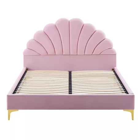 Ágy ágyráccsal, 140x200, rózsaszín Velvet szövet, ISADORA