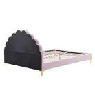 Ágy ágyráccsal, 140x200, rózsaszín Velvet szövet, ISADORA