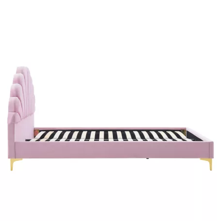 Ágy ágyráccsal, 140x200, rózsaszín Velvet szövet, ISADORA