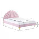 Ágy ágyráccsal, 140x200, rózsaszín Velvet szövet, ISADORA