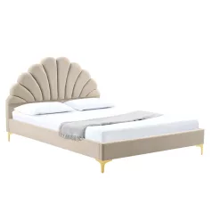 Ágy ágyráccsal, 160x200, bézs Velvet szövet, ISADORA