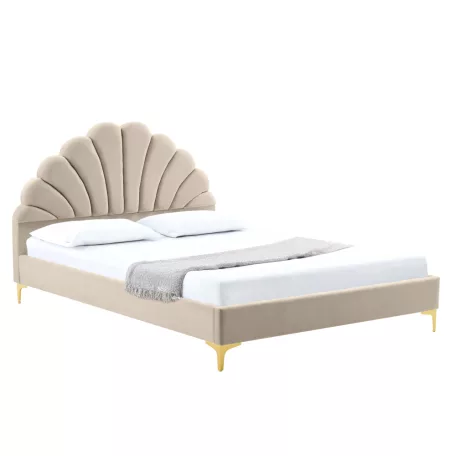Ágy ágyráccsal, 160x200, bézs Velvet szövet, ISADORA