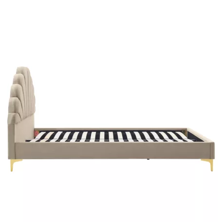 Ágy ágyráccsal, 160x200, bézs Velvet szövet, ISADORA