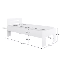 Ágy, 90x200, fehér, BASIS