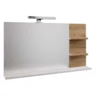 Tükör LED világítással, fehér/artisan tölgy, CUBO CUB04