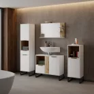 Tükör LED világítással, fehér/artisan tölgy, CUBO CUB04