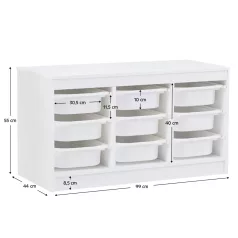 Rendszerező tárolódobozokkal, fehér, TRIMAL