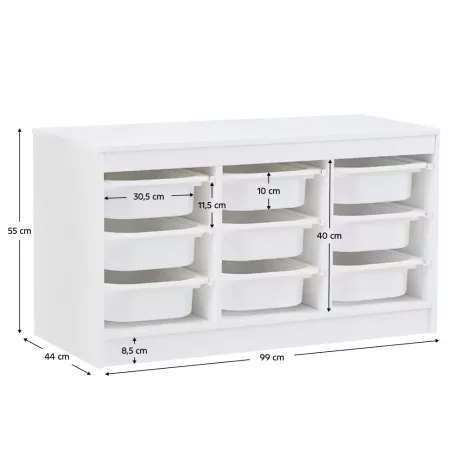 Rendszerező tárolódobozokkal, fehér, TRIMAL