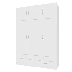 Ruhásszekrény, háromajtós, fehér, GERI NEW