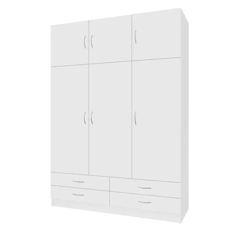 Ruhásszekrény, háromajtós, fehér, GERI NEW