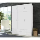 Ruhásszekrény, háromajtós, fehér, GERI NEW