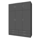 Ruhásszekrény, háromajtós, grafit, GERI NEW