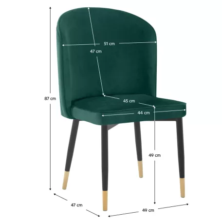 Étkezőszék, zöld Velvet szövet/fekete, UDAJA