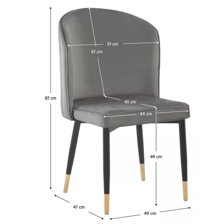 Étkezőszék, szürke Velvet szövet/fekete, UDAJA