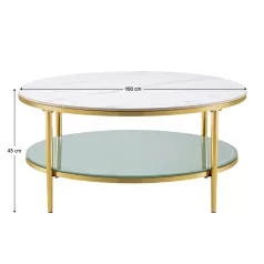   Dohányzóasztal, világos márvány/tejes/gold króm-arany, ENION 2 NEW